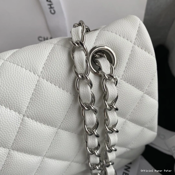Hyper Peter Calfskin Large 2.55 Leather A01112 CHANEL Flap White Bag 0801